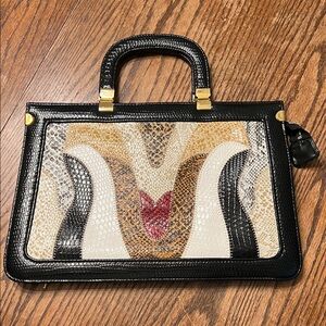 Vintage Snakeskin Elegant Black  Satchel
